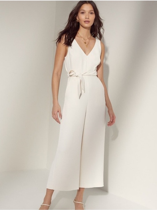 Aritzia Pants - Aritzia Wilfred Ecoulement Cream & White Sleeveless Jumpsuit